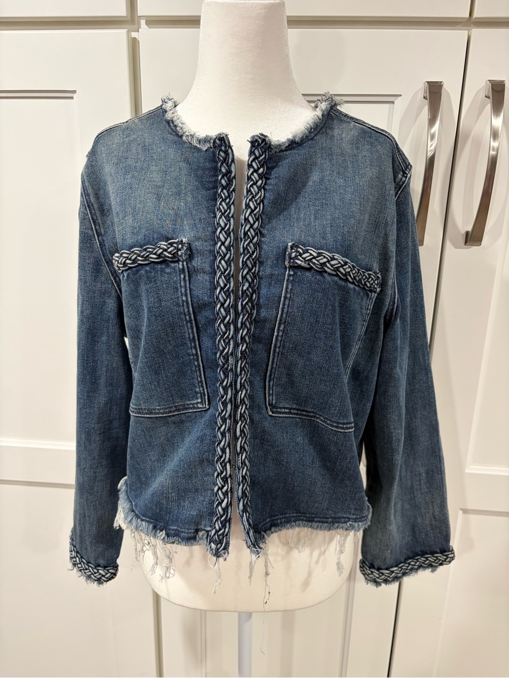 Liverpool Dark Blue Denim Jacket with Braided Trim